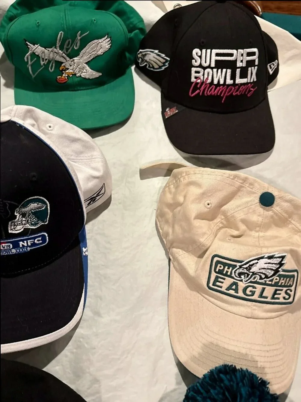Philadelphia Eagles Lot of 20 Team Issued Reebok NFL Visors Bernie’s Hats VTG